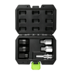 Conjunto de adaptadores para remoção de injetores diesel VT13065, composto por 6 peças, com adaptadores roscados e componentes de chave de soquete para ferramentas compatíveis de extração de injetores diesel.