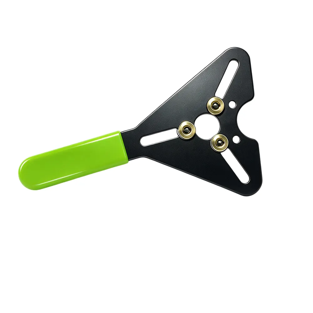 VT13258 Adjustable 3-pin oil filter wrench with slotted triangular plate, three adjustable pins and long handle for servicing compatible oil filter components.