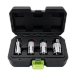 VT13771B: juego de 4 llaves de bujías con accionamiento de 3/8 pulgadas, con inserciones de goma para sujetar las bujías durante su extracción e instalación.