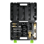 VT13926 Diesel injector removal tool kit with extraction adapters, support brackets and threaded components for servicing compatible fuel injectors.