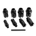 Conjunto de 9 peças de roscadores métricos VT14050 para reparação e recondicionamento de roscas macho e fêmea em conexões hidráulicas e de ar condicionado automóvel.