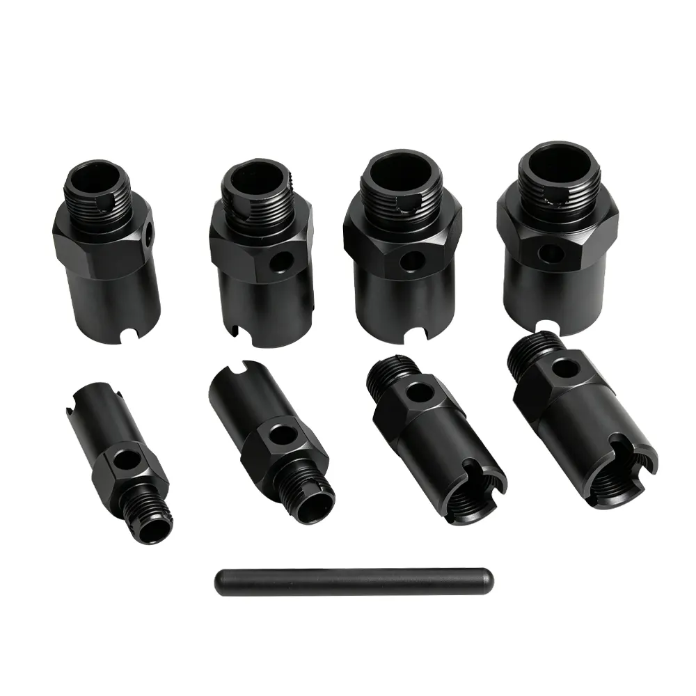 Conjunto de 9 peças de roscadores métricos VT14050 para reparação e recondicionamento de roscas macho e fêmea em conexões hidráulicas e de ar condicionado automóvel.