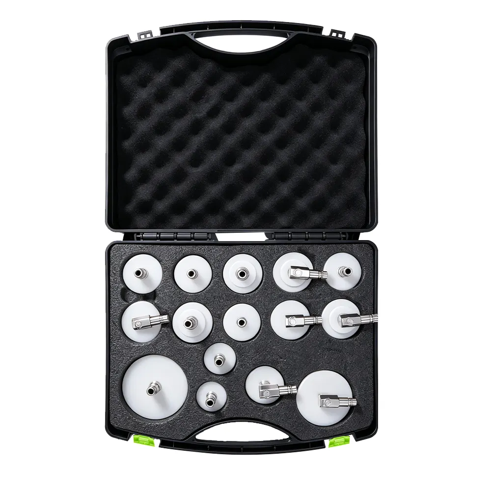Kit de adaptadores para purga de travões em alumínio, 15 peças, 5 VT17465C – Kit de adaptadores para purga do cilindro mestre de travões, com 15 peças, com ligações de encaixe rápido para serviços profissionais de purga e substituição do líquido de travões.