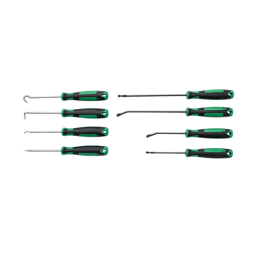 8-teiliges Set mit O-Ring-Haken und Löffeln zum Entfernen von Gegenständen, Nr. 5 VT17538B 8-teiliges Klammer- und Pick-Werkzeugset für die Kfz-Technik mit verschiedenen geraden, abgewinkelten und gebogenen Spitzen zum Entfernen von O-Ringen, Dichtungen und kleinen Bauteilen.