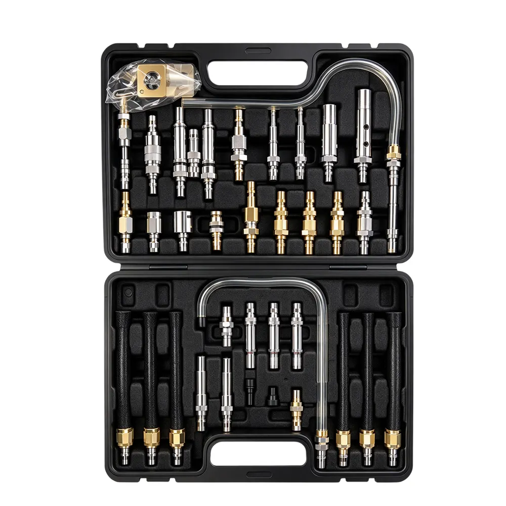 Kit de adaptador universal para troca automática de óleo de transmissão 3 VT18027 Kit de adaptador universal para troca automática de óleo da caixa de velocidades, com vários encaixes e conectores para a manutenção do fluido da caixa de velocidades.