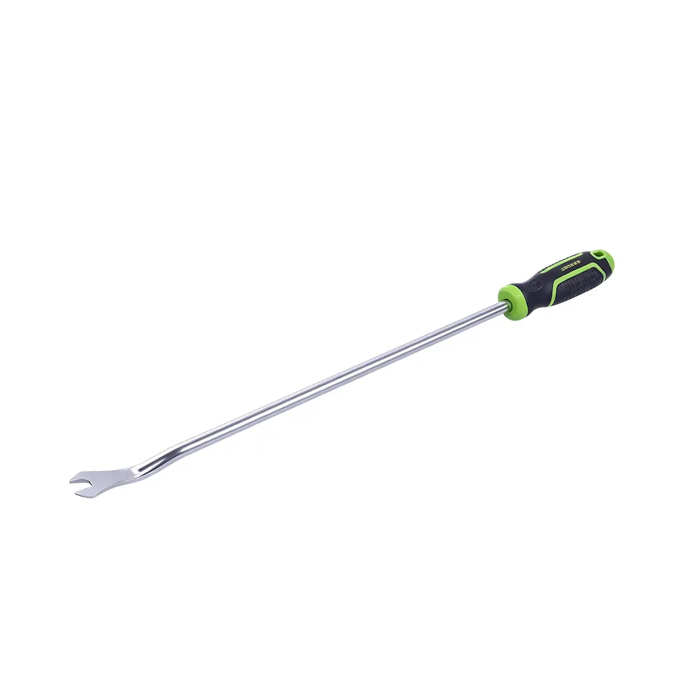 20in Soft Grip Trim Clip Removal Tool for Tesla 7 VT20069 Long reach forked trim removal tool with angled fork tip, extended steel shaft and ergonomic handle for automotive trim and clip removal.