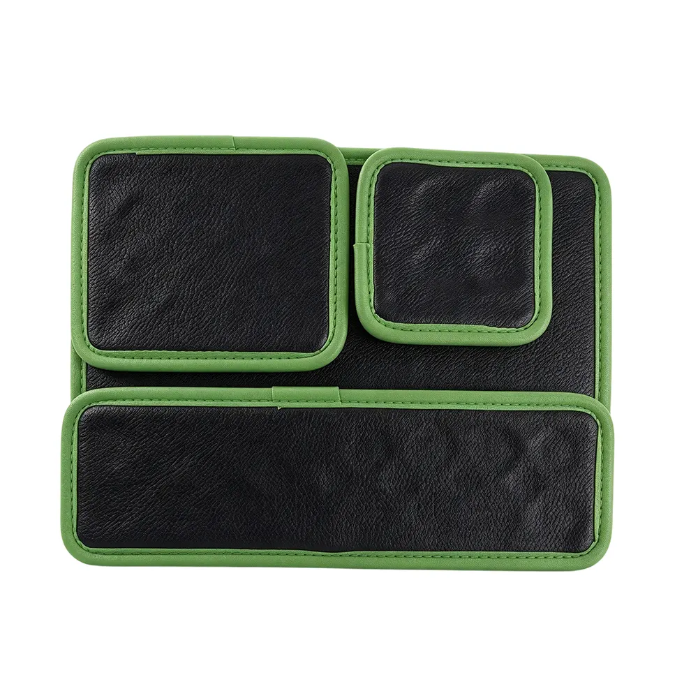 4PC Magnetic Tool Storage Mat Set 2 VT20906 Automotive tool storage organizer mat with multiple black storage pockets and green edging for organizing small tools and accessories.