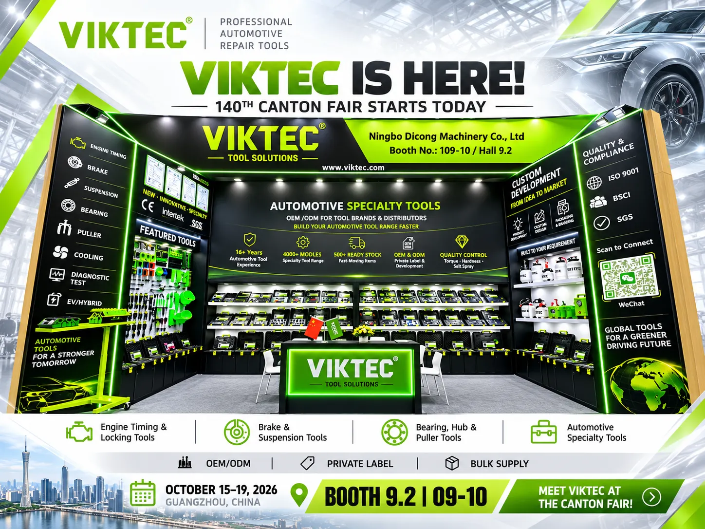 VIKTEC at the 140th Canton Fair 2026 – Hall 9.2 Booth I09-10 exhibition poster