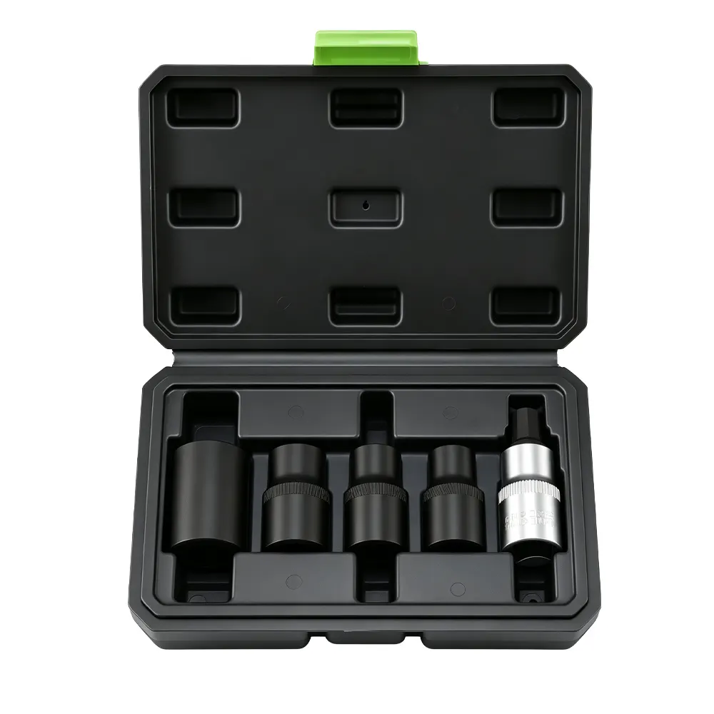 5PC Strut Pentagon Socket And Separator Set 3 VT01621C 5PC brake caliper socket and bit set for removing and installing specialized brake caliper fasteners during brake service.